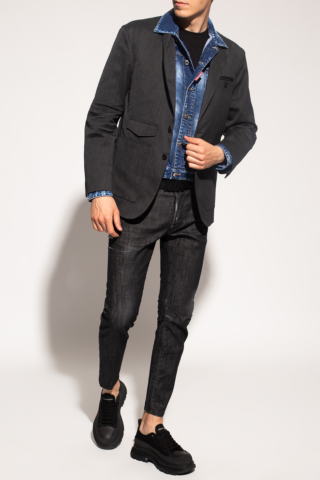 Dsquared2 Blazer with denim trim